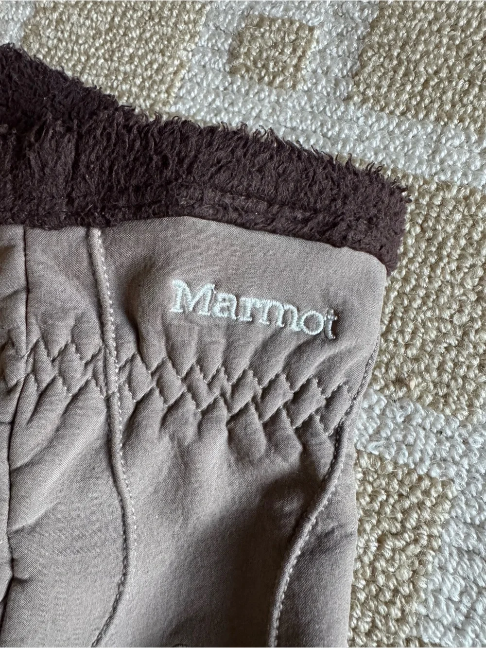Marmot Fleece Lined Insulated Winter Gloves Taupe Brown Size Medium